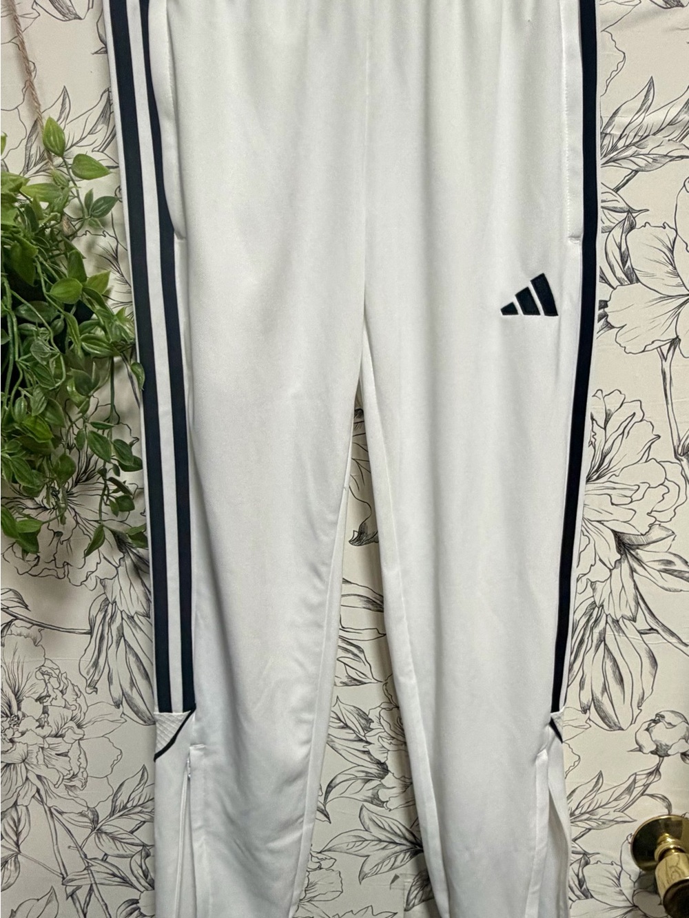 Adidas  White Track Pants with Black Stripe